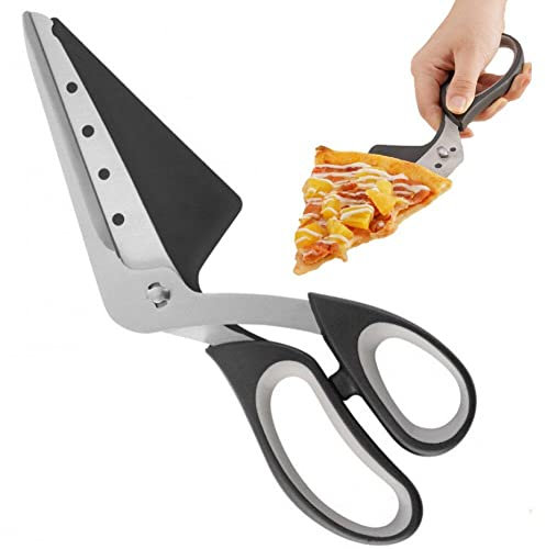 Ciseaux De Pizza, Coupe-Pizza avec Pelle, Lame en Acier Inoxydable Pointu De Qualité Alimentaire Poignée De Poignée Douce, Ciseaux De Cuisine Multifonctionnels