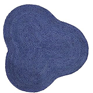 carpetfine Tappeto di Iuta Alia forma speciale colore Blu 120x120 cm tessuto a mano di iuta | Tappeto naturale stile boho Tappeto Ovale a tessitura piatta per soggiorno e camera da letto