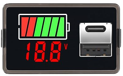 DollaTek Tester Batteria Auto Misuratore Digitale Monitoraggio Alimentazione con Cambio Rapido Porta USB Tipo C per Auto Moto Golf Cart Pannello Indicatore Misuratore Batteria Camper - 8-30V