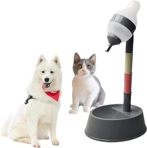 Wasserspender Hund, Automatischer Haustier Katze Stehender Wasserspender Haustier Trinkflasche Tierzubehör Für Katzen, Hunde, Haustiere(Dunkelgrau)
