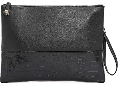 VKEID Herren Clutch Tasche Herren Clutch PU Leder Schulter schräg Cross File Bag Herrentasche Handgelenkstasche für Männer (Color : Black, Size : 30x21x2cm)