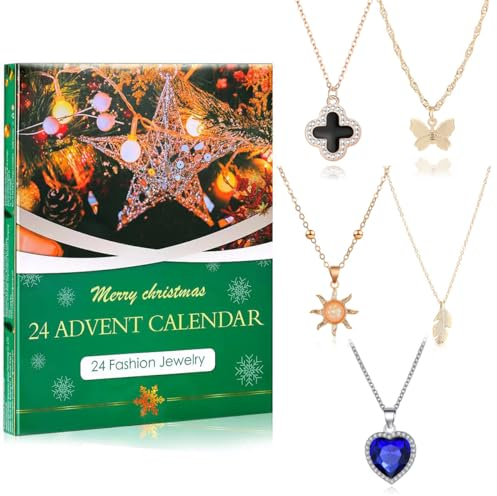 aweker Adventskalender 2025 Frauen Schmuck, geschenk für frauen, 24 Überraschungen Halskette Ring Countdown,Damen Schmuck Set, Weinachtskalender Weihnachtsgeschenke für Mädchen Damen Teenager Kinder