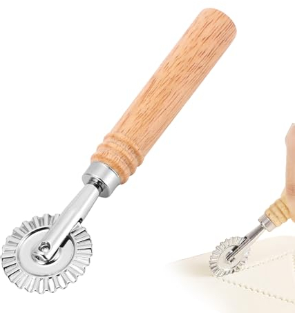 Pasta Maker Cutter Wheel, Household Zinc Alloy DIY Cookie Roller Cutter Ravioli Cutter Wheel, Pizza Cutter Wheel Making Baking Tools with Long Wooden Handle for Kitchen