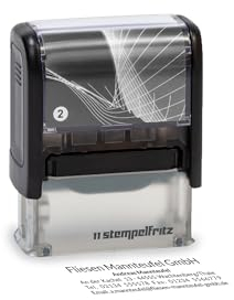Selbstfärbender Stempel stempelfritz Gr.2 direkt hier Erstellen – personalisierter Firmenstempel, Adressstempel, Namensstempel oder Familienstempel – Gehäuse Schwarz-Schwarz, 47x18mm, max. 5 Zeilen