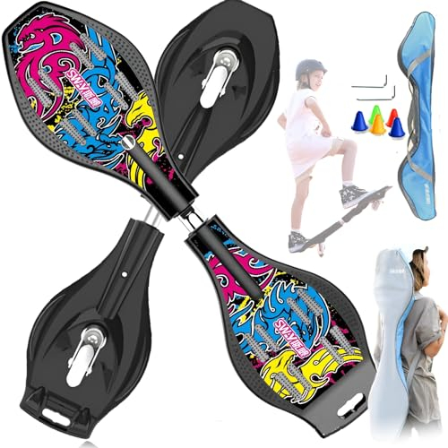 GHBXJX Kinder Street Surfen Caster Torsion Skateboard Double Decks Casterboards,Surf Waveboard Pro 2 Wheel Twisting 360 Grad Caster Board 100kg Skateboard Cruiser Portable - Anti-Skateboard,3