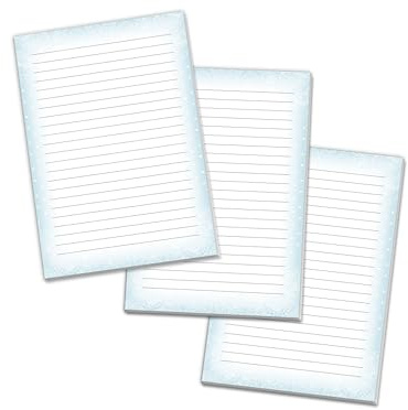 3 Briefblöcke Motiv Ornament blau pastell Briefpapier für Mädchen Kinder und Erwachsene Schule Notizen (3 Blöcke A4 mit je 25 Blätter)