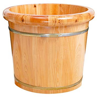 ASerZenith Tonneau de Massage pour Les Pieds, Surface Lisse, Sauna, Seau en Bois, Bain de Pieds, Bol de Spa pour soulager Le Stress des Pieds
