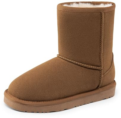 DREAM PAIRS Girls Boots Kids Boys Winter Mid Boot,Brown,4 Big Kid