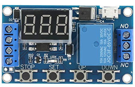 Sunicon DC 5 bis 30 V Timer-Relaismodul, LED-Anzeige, Verzögerung, Ein/Aus, Relaismodul, Trigger-Zyklusverzögerung, Zeitschalter, unterstützt Micro-USB-5,0-V-Stromversorgung