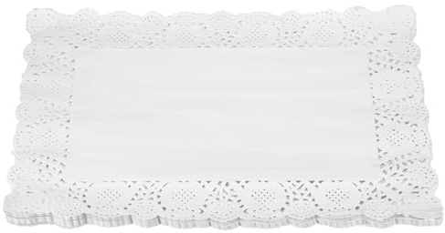 sourcing map Lot de 100 napperons rectangulaires jetables en papier pour mariage, anniversaire, gâteaux, desserts, vaisselle alimentaire - Blanc - 30,5 x 40,6 cm