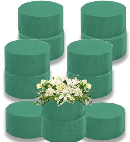 Uskerb 12PCS Floral Foam Round - DIY Wet Floral Foam Blocks for Flower Arrangements, Lightweight, Portable,Ideal for Weddings, Parties, Home Decoration
