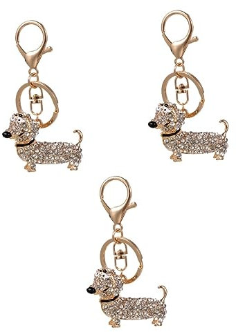 WRITWAA 3stücke Cartoon Dog Schlüsselanhänger Mit Strass Süßer Dackel-hängeanhänger Für Taschen Schlüssel Und Autoschlüssel Für Hundebesitzer Und Tierliebhaber Weißer Schmuck