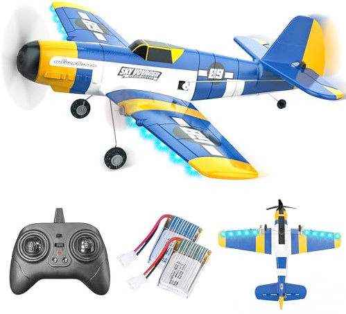 BEZGAR HQ089 RC Plane, Drones for Kids, 6-axis Gyro Remote Control Airplane, RC Helicopter, Easy Control for Beginners Toys with Colorful LED Navigation Lights