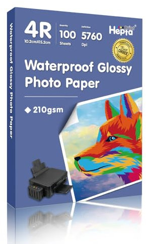 Hepta Print Glänzendes Inkjet Fotopapier 10x15 cm 210g/m², mit Premium Hochglanz Advanced Kunstharz beschichtet 4R Glänzend Fotokarten für Canon Epson HP fotopapier 10 * 15 cm (100 Blatt)