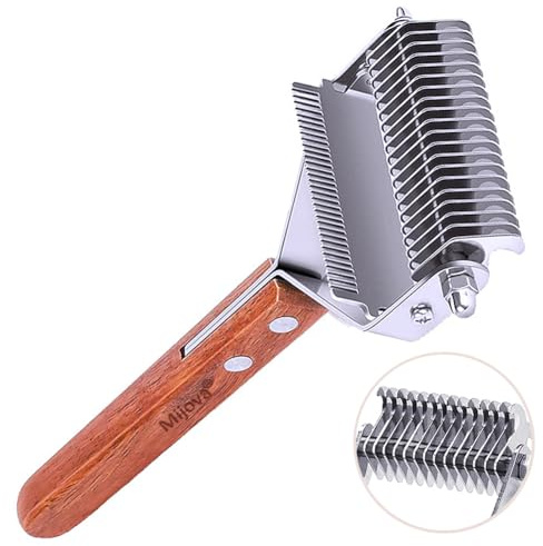 Double-Sided Undercoat Rake for Dogs & Cats, Gentle Dematting