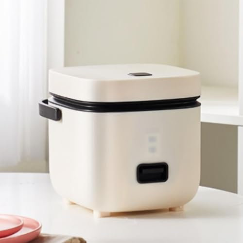 PanHuiWen Electric Rice Cooker Mini for 1 Korean Micro Rice Cooker 1.2 litre Cooker with Steamer,White