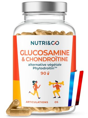 NUTRI&CO Glucosamine Chondroïtine + Vit C | Articulations | 90 Gél Vegan | Haute absorption | Soutien Osseux | Fabriquée en France
