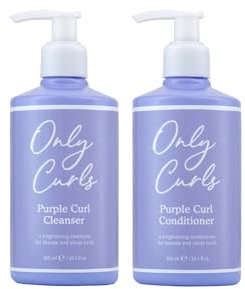 Only Curls Purple Curl Cleansing Bundle, 300ml x2, Curly Hair Products, Purple Shampoo & Conditioner, Neutralise Brassiness, Strengthen & Moisturise, Brighten Blonde Hair, For All Curly Hair Types