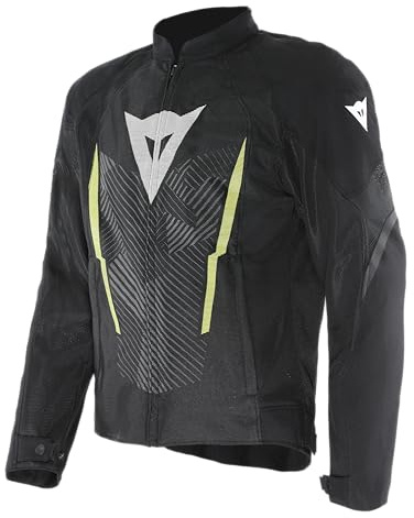 Dainese - Herosphere Air Tex Jacket, Chaqueta De Moto De Tejido, Ventilada Y De Verano, Hombre, Negro/Blanco/Amarillo-Fluo, 48