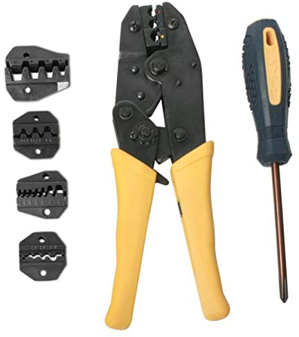 OSALADI Pinza Crimpatrice Cricchetto Autoregolante Con Ganasce Intercambiabili Utensile Per Crimpatura Terminali Non Isolati Kit Strumenti Inclusi Cacciavite e Borsa