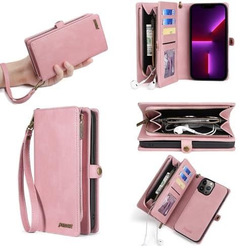 per iPhone 13 MINI (Colore: Rosa) Custodia magnetica Flip Back in pelle Multi FLIP Funzionalità