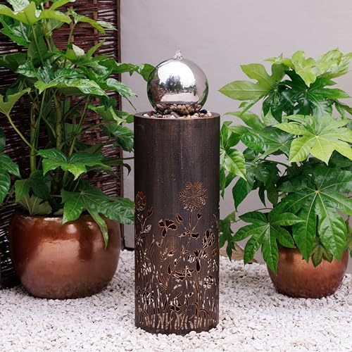 Primrose 86cm Wildflower Cut Out Design Garden Water Feature with LED Lights