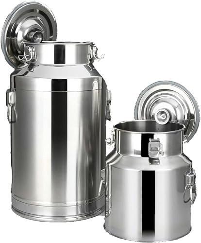 Lechera de acero inoxidable 201, jarra de leche resistente, cubo de leche, cubo de vino, botella de líquido, contenedor de almacenamiento con asa de transporte y tapa sellada