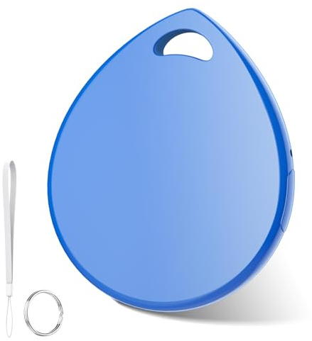 QCOQ® Item Finder Indigo, Smart Bluetooth Tags Compatible with Apple Find My (iOS Only), Item Tracker with Keychain/Lanyard for Keys, Wallets, Luggage, Suitcases, Up to 100dB