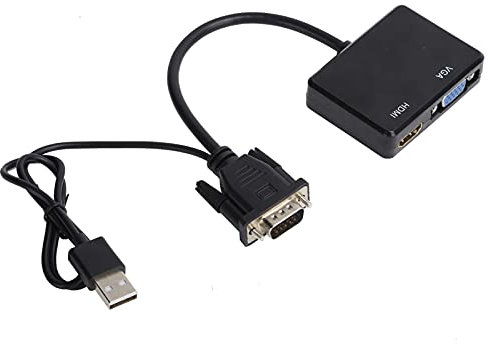 Keenso Adaptateur VGA Multi-Port avec Port Audio - Convertir VGA en Interface Multimédia Haute Définition, Séparateur à Double Affichage pour Les Ordinateurs et Les Téléviseurs (Black)