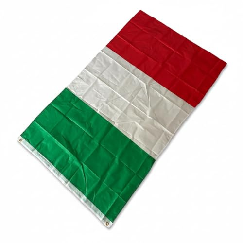 Drapeau Italie 90 x 150 cm en polyester, œillets en métal | tricolore vert blanc rouge | résistant au vent et séchage rapide | parfait pour balcon, terrasse, tiges de haute qualité (10)