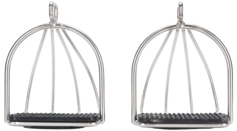 SUNGOOYUE Käfig -Steigbügel, 2pcs Edelstahl Reitbügel mit Steigbügeln mit Nicht -Schlupf -Pad -Reitbehörden für Stabile Stütze und Sicheres Reiten