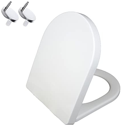 Abattant WC Forme D allongée, 5 Tailles au Choix, matériau PP, Facile à Nettoyer, Blanc, 6