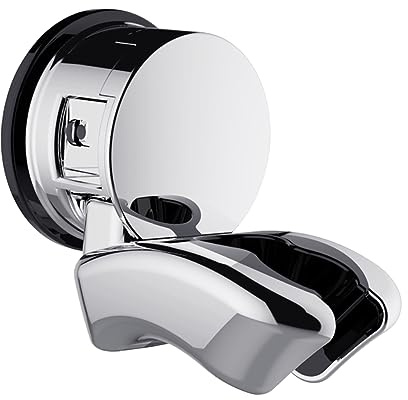 Supporto Soffione Doccia Ventosa Regolabile, Argento | Montaggio senza Fori, Installazione Autoadescante, per Soffione Doccia, in Abs e Gomma