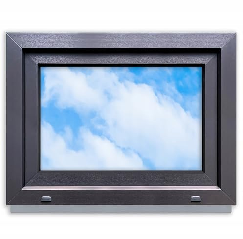 LORAC | Fenêtre en plastique anthracite-blanc 800 x 600 mm, 80 x 60 cm, PCV, DIN droite, inclinable et exposable, double vitrage, économe en énergie – Fenêtre avec certificat CE pour cave et