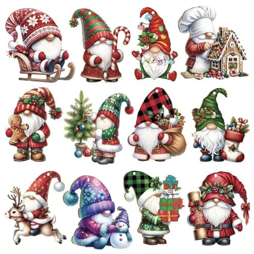 XFSRG 36 Pezzi Addobbi Natalizi in Legno Gnomi da Appendere per Albero di Natale Decorazioni Natalizie per Casa Feste Interni ed Esterni Decorazioni Pendenti di Natale (Multicolore-3)