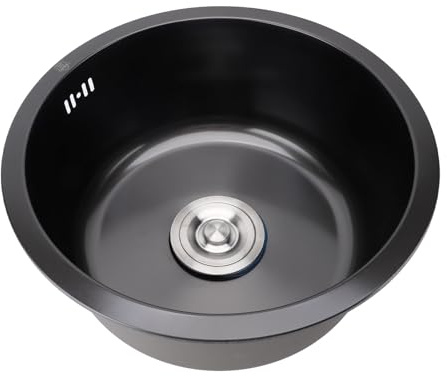 Fabater Petit évier de Cuisine à Cuve Unique, Sous Plan, pour Bar de Cuisine, Acier Inoxydable Nano Noir
