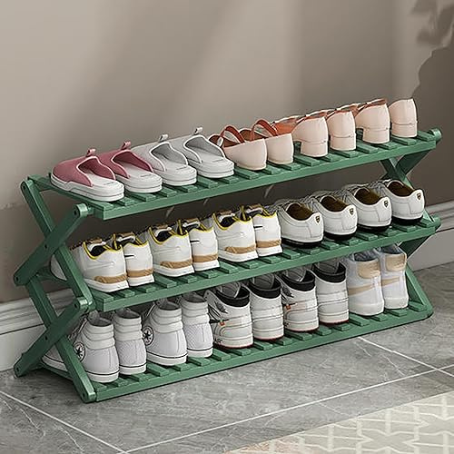 Foldable Bamboo Shoe Rack - 6 Tier Shoe Shelf Stand for Entryway, Indoor & Outdoor Use, 50cm Height