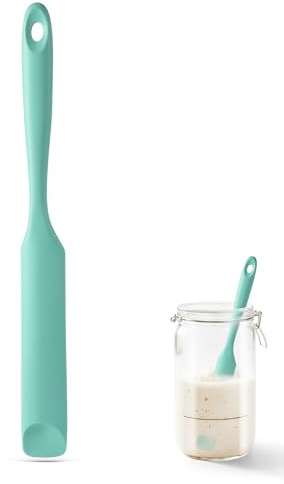 U-Taste Sauerteig Silikon spatel, 315℃ hitzebeständiger, Löffel, Aqua Sky | flexibler Schmaler Glasspatel mit langem und schlanker Griff, Rühren von Sauerteigstartern, passt für kleine Behälter