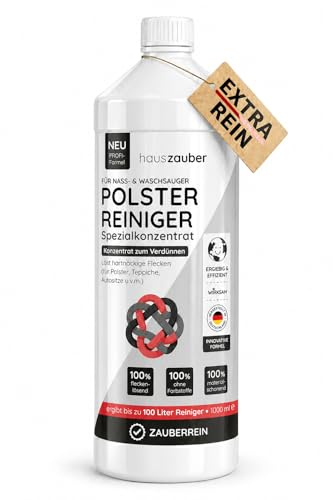 hauszauber - NEU Waschsauger Polsterreiniger [EXTRA REIN] - 1000 ml Konzentrat - Ideal für Waschsauger, Nasssauger - Teppichreiniger, Für Autositze, Teppiche, Couch, Sessel, schaumarm mit Frischeduft