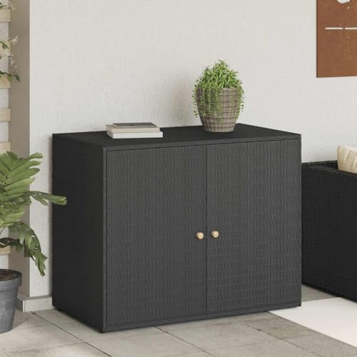 Owoxanthellate Owox Poly-Rattan Outdoor-Schrank 100x55x80 cm, wetterfest, Akazienholzgriff, Garten-/Balkon-Werkzeugschrank