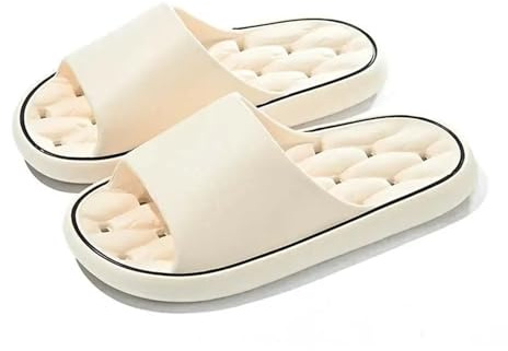 Massagetofflor unisex EVA sommartofflor ultralätta par inomhus rutschkana med massageknoder för hem (beige, 38-39)
