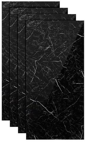 Vkechh YB004 - Lot de 4 panneaux muraux 120 x 60 cm - Aspect marbre - Revêtement mural en PVC - Panneaux muraux de cuisine - Panneaux muraux de salle de bain - Fond de douche imperméable - Pour salle