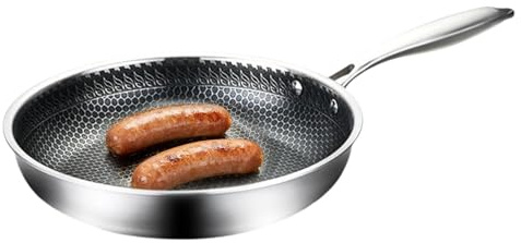 Genérico Sartén Gruesa,Utensilio de cocina en acero inoxidable apto para inducción,Sartén Antiadherente - Para preparar steak, pescado, carne, verduras y