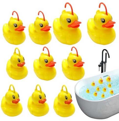 10pcs Duck Pond Fishing Game, Hook a Duck Game for Outdoor, Floating Ducks Bath & Pool Toys with Hook, Hooks a DuckStyle Bath Toys, Interactive Ducks Water Toy for Bathtub, Pond, Lake, Beach
