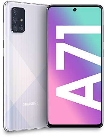 Samsung Galaxy A71 Smartphone, Display 6.7 Super AMOLED, 4 Fotocamere Posteriori, 128 GB Espandibili, RAM 6 GB, Batteria 4500 mAh, 4G, Dual Sim, Android 10, Prism Crush Silver