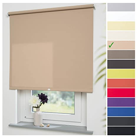 Liedeco® Rollo, Spring-, Schnapprollo / 82 x 180 cm (Breite x Höhe), Sand/lichtdurchlässig, Blickdicht/viele Farben, Größen und Typen/Breiten 60-200 cm/Variable Montage möglich