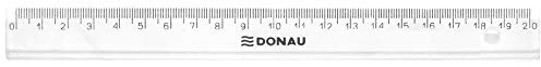 DONAU 7052001PL-00 Lineal Kunststoff/ Plastik Deformationsbeständig Höchst bruchbeständig Formstabiles Abgeschrägte Kanten, 20 cm Transparent Glasklar für Schule, Büro, Zuhause