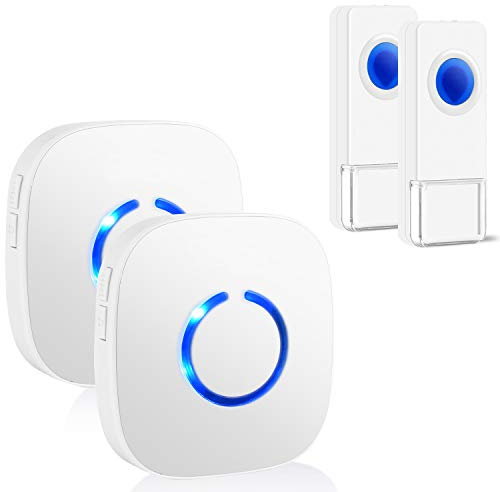 Doorbell Wireless Chime Kit with 2 Door Bells and 2 Plugin Receivers 1000-feet Long Range, White