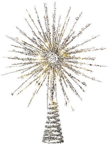 WeRChristmas Glitter Star Tree Topper with 25 Chasing Warm LED Lights, Multi-Colour, 32cm