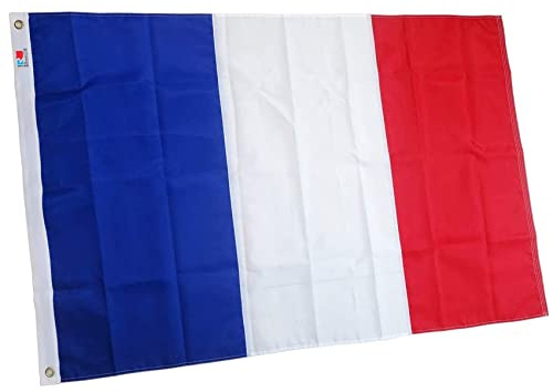 rhungift Grande bandiera francese 0,9 x 1,5 m, poliestere 100D, testa in tela e doppia cucitura, occhielli in ottone per una facile visualizzazione, bandiere francesi da 0,9 x 1,5 m